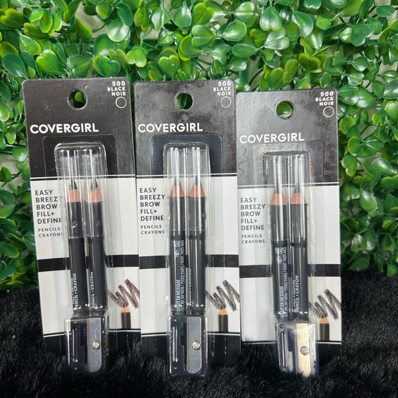 COVERGIRL Easy Breezy Brow Fill + Define Pencils 500 Black 3-Pack with Sharpener - Picture 1 of 6